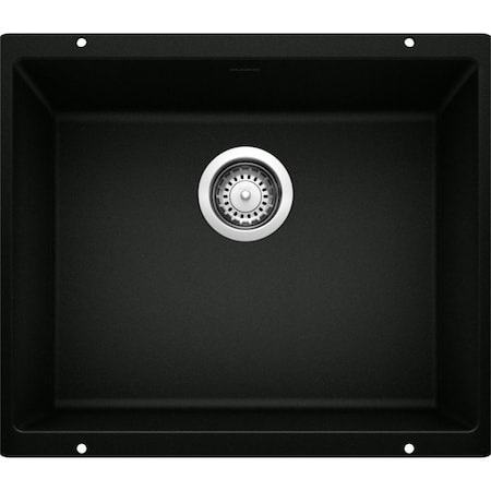 Blanco Precis Silgranit 21" Single Bowl Undermount Kitchen Sink - Coal Black 442933